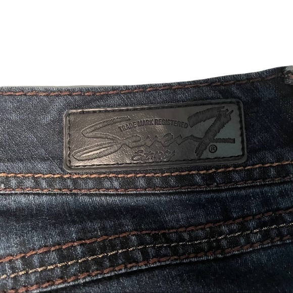 Seven 7 Women's Dark Wash Mid Rise Stretch Blue Denim Skinny Jeans Waist… - Picture 10 of 10